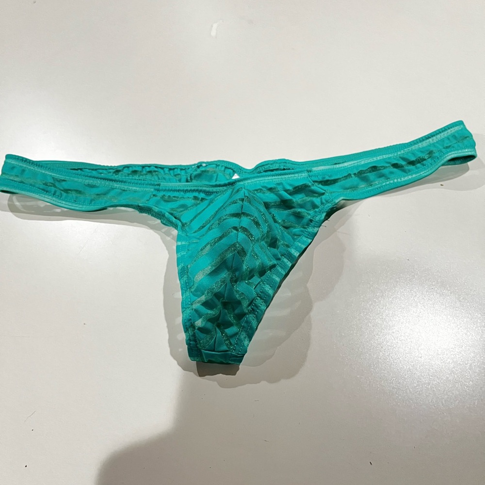 Mens Teal Mesh Thong